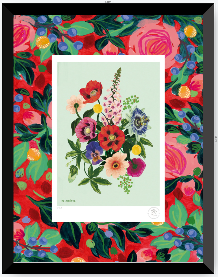 Racimo de Flores II - 33 x 48 cm - Passpartout Especial 8 cm