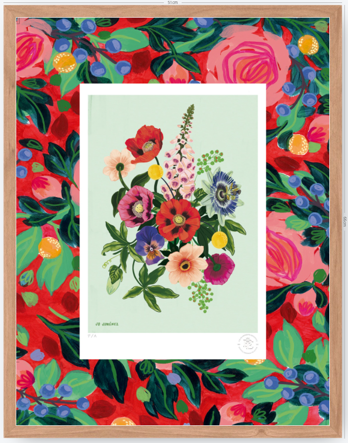Racimo de Flores II - 33 x 48 cm - Passpartout Especial 8 cm