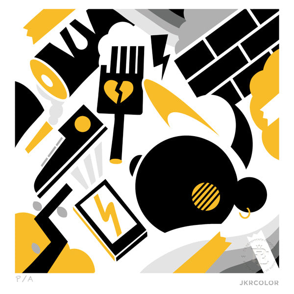 Amarillo Con Negro - 33 x 33 cm