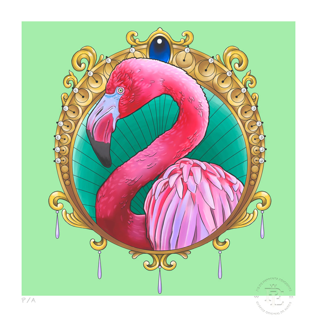 Flamenco En Las Aguas - 33 x 33 cm