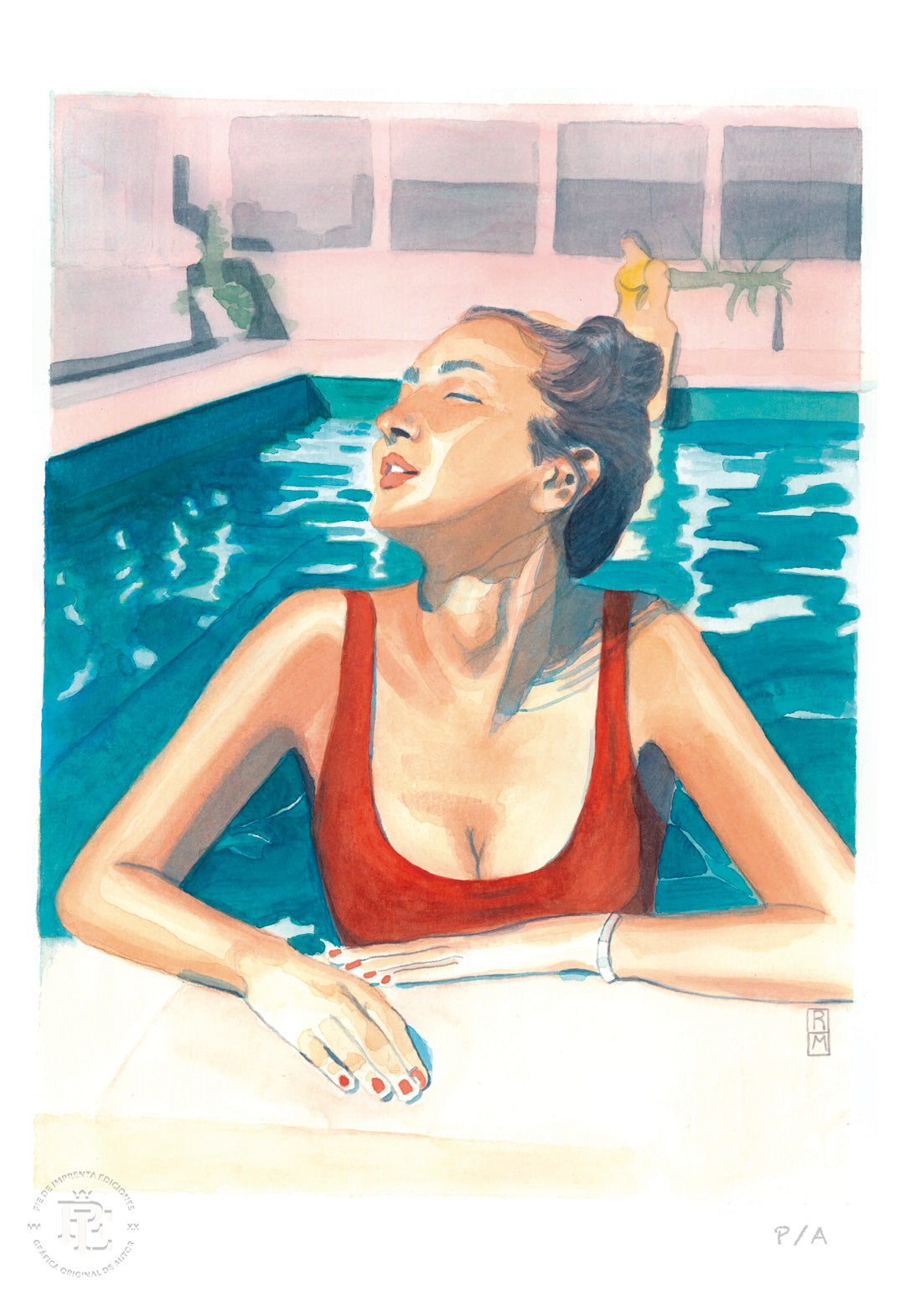 Yin 2 / Mujer Con Traje De Baño Rojo - 33 x 48 cm