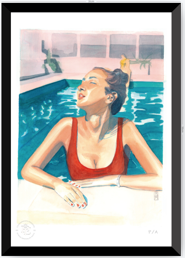 Yin 2 / Mujer Con Traje De Baño Rojo - 33 x 48 cm
