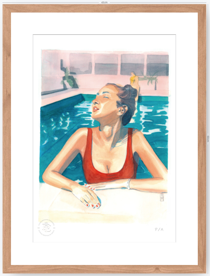 Yin 2 / Mujer Con Traje De Baño Rojo - 33 x 48 cm