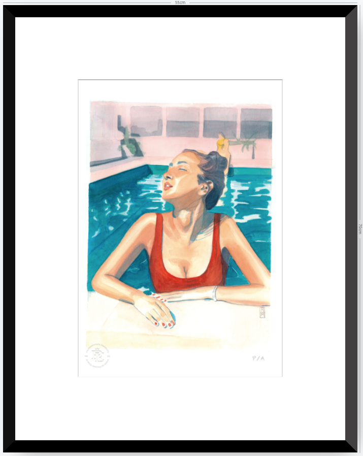 Yin 2 / Mujer Con Traje De Baño Rojo - 33 x 48 cm