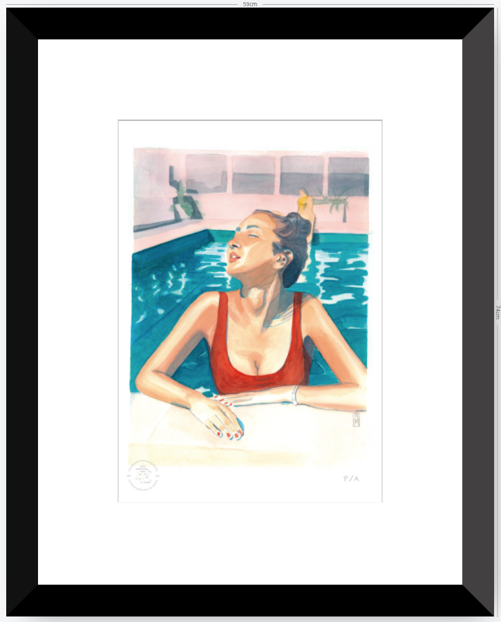Yin 2 / Mujer Con Traje De Baño Rojo - 33 x 48 cm