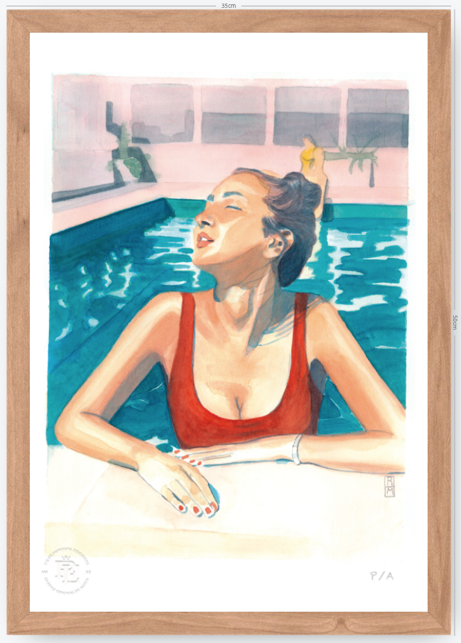 Yin 2 / Mujer Con Traje De Baño Rojo - 33 x 48 cm