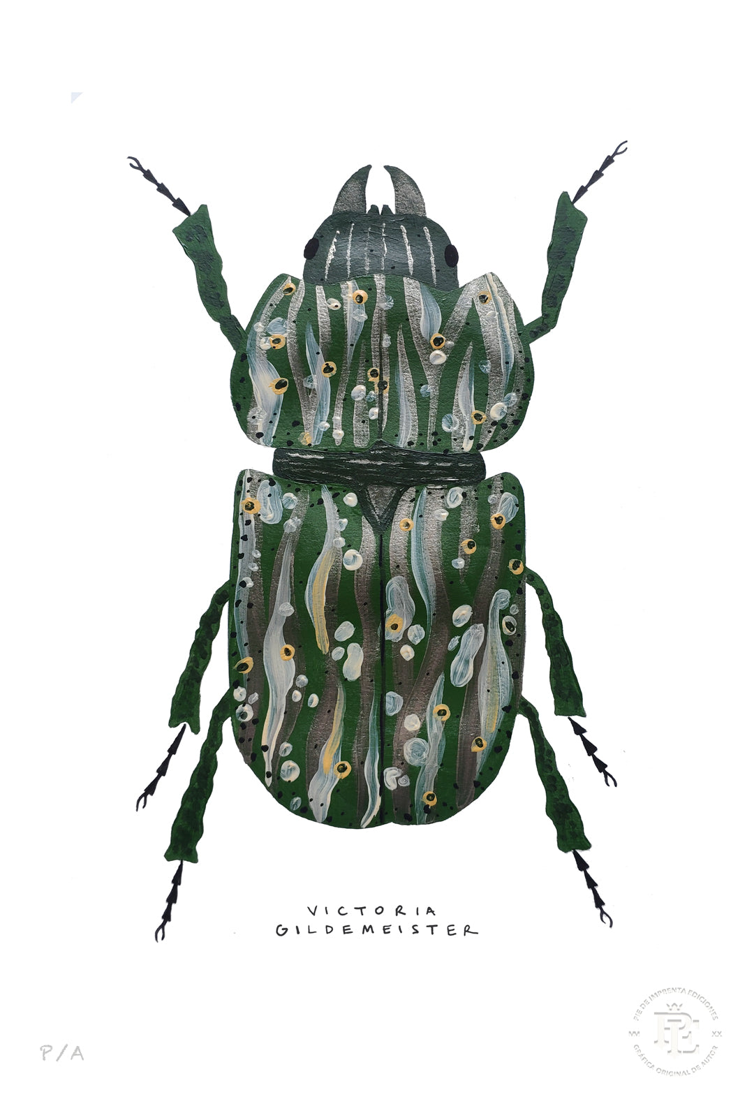 Escarabajo Verde Sicodélico - 33 x 48 cm