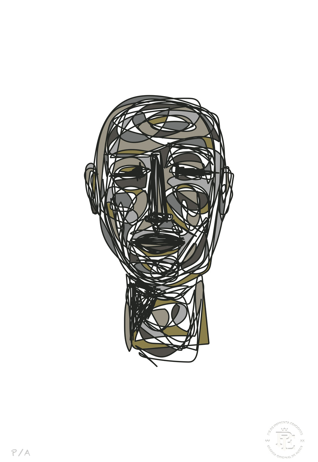Doodle Head Musgo - 33 x 48 cm