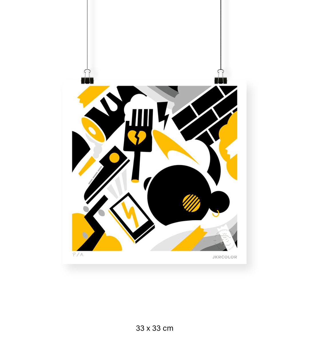Amarillo Con Negro - 33 x 33 cm - Lámina sin Marco / Sin Marco / Sin Passepartout