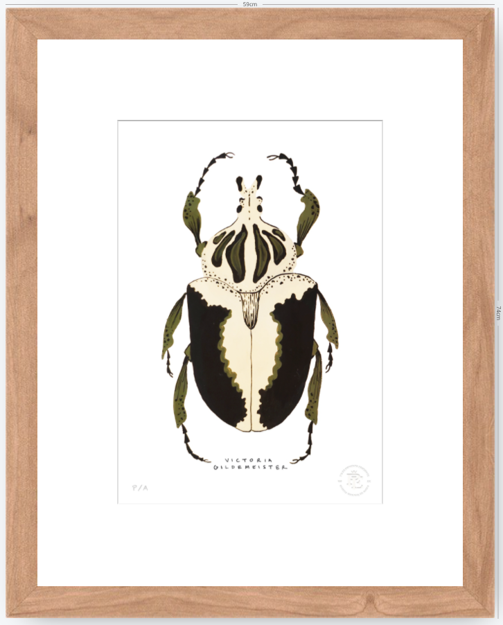 Escarabajo Crema & Negro - 33 x 48 cm