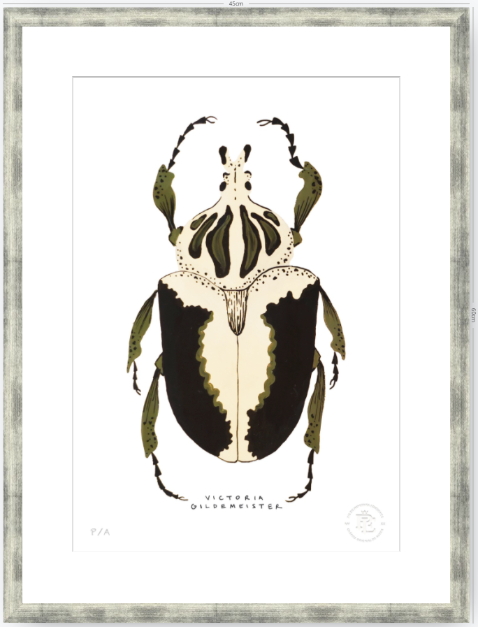 Escarabajo Crema & Negro - 33 x 48 cm
