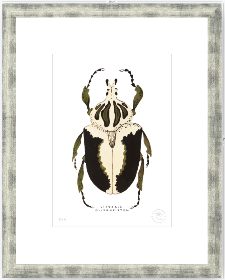 Escarabajo Crema & Negro - 33 x 48 cm