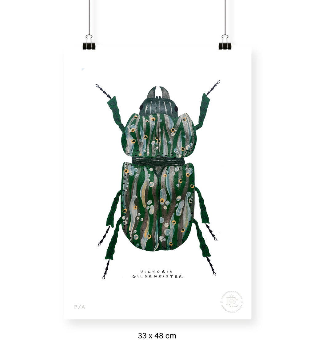 Escarabajo Verde Sicodélico - 33 x 48 cm