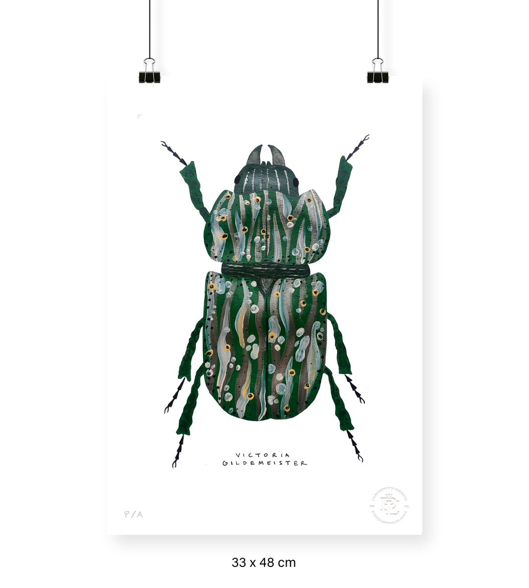 Escarabajo Verde Sicodélico - 33 x 48 cm