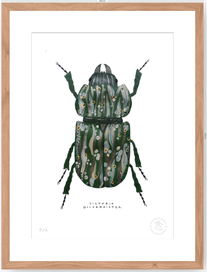 Escarabajo Verde Sicodélico - 33 x 48 cm
