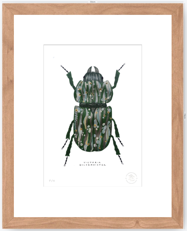 Escarabajo Verde Sicodélico - 33 x 48 cm