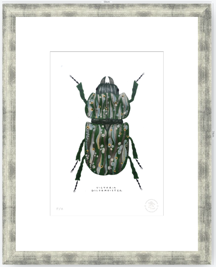 Escarabajo Verde Sicodélico - 33 x 48 cm