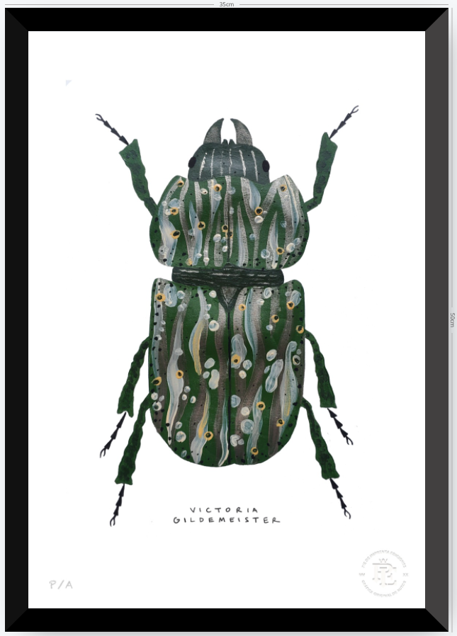 Escarabajo Verde Sicodélico - 33 x 48 cm