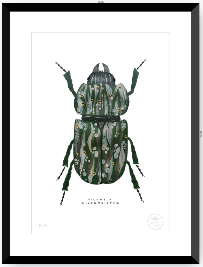 Escarabajo Verde Sicodélico - 33 x 48 cm