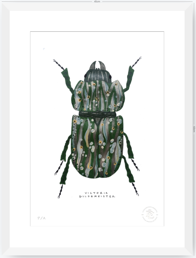 Escarabajo Verde Sicodélico - 33 x 48 cm