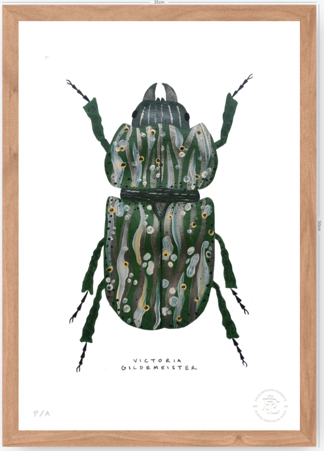 Escarabajo Verde Sicodélico - 33 x 48 cm