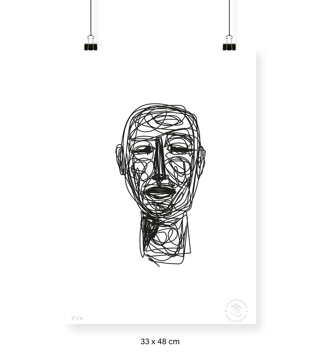 Doodle Head B&N - 33 x 48 cm