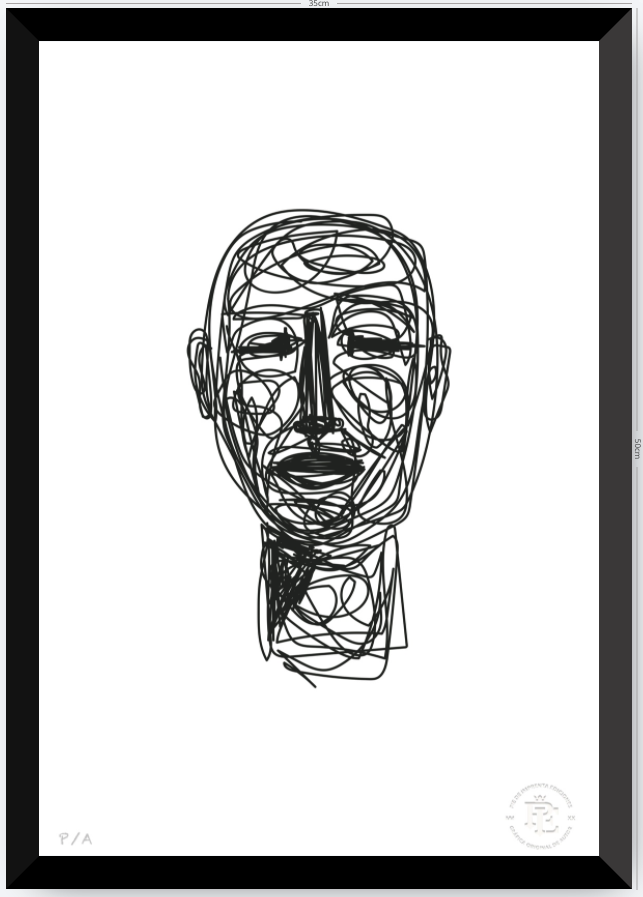 Doodle Head B&N - 33 x 48 cm