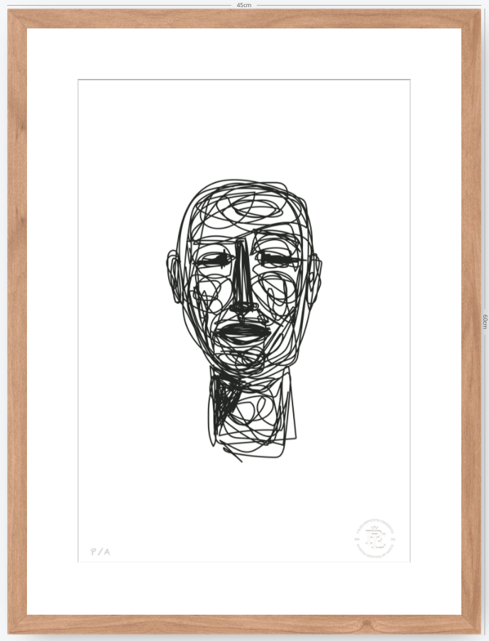 Doodle Head B&N - 33 x 48 cm