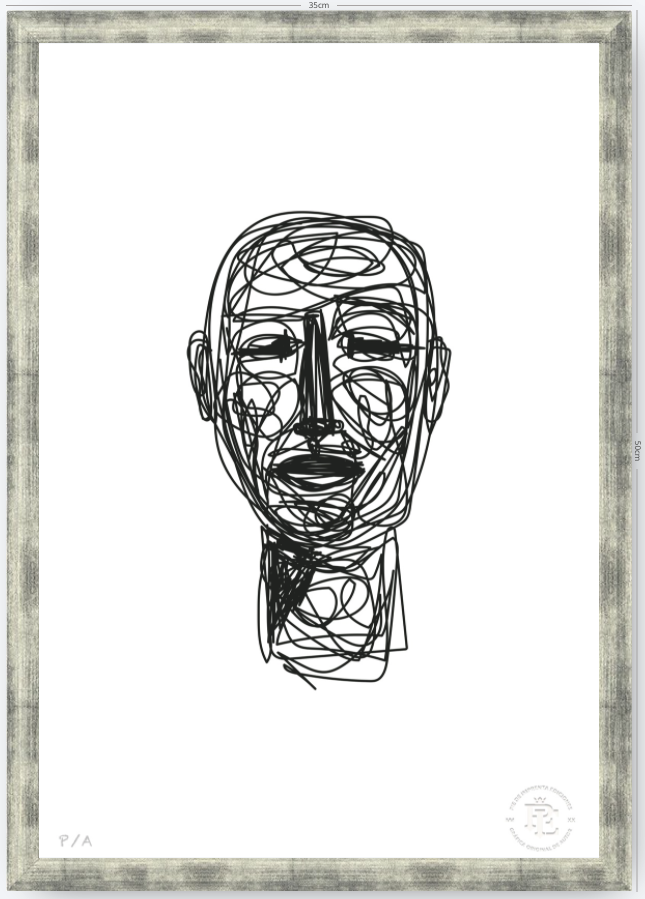 Doodle Head B&N - 33 x 48 cm