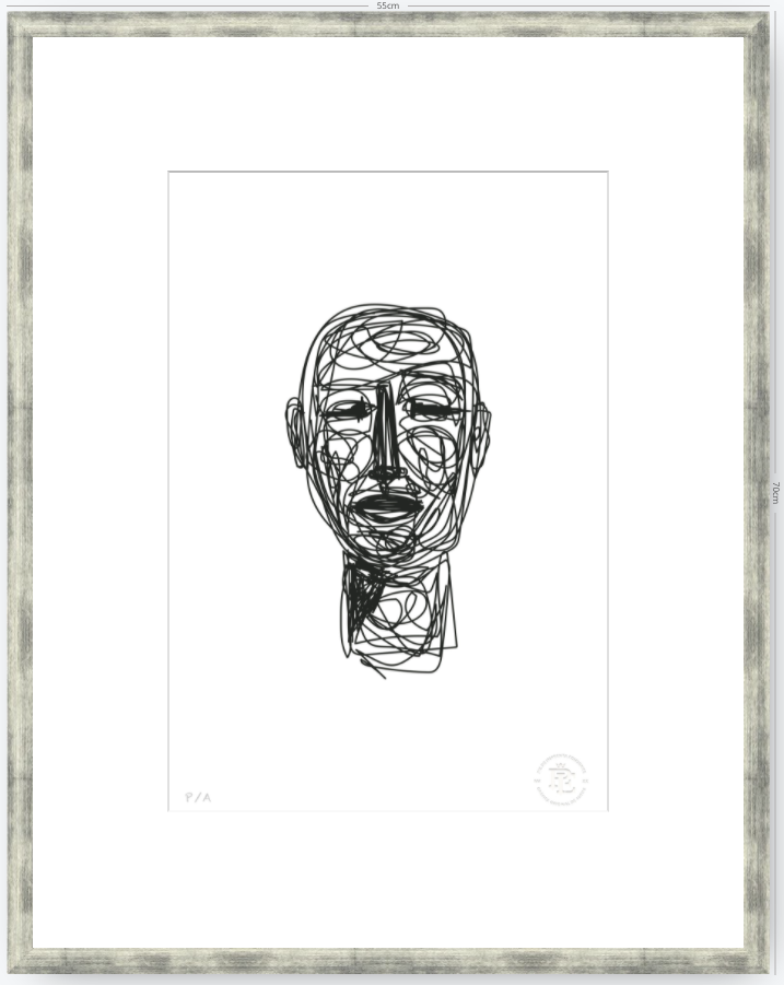 Doodle Head B&N - 33 x 48 cm