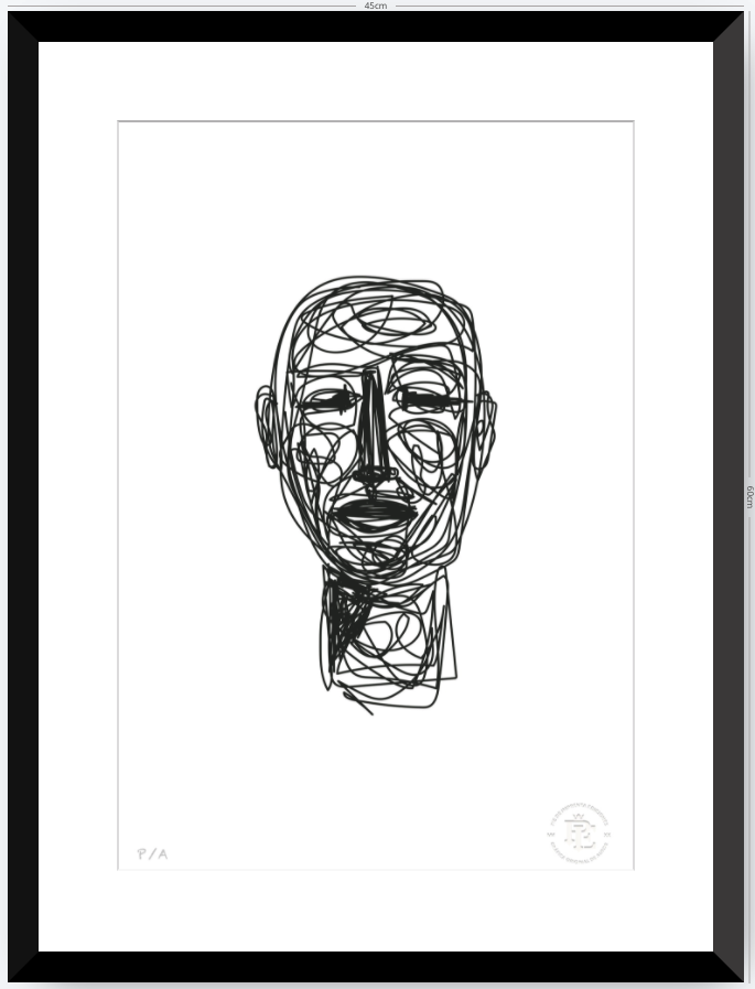 Doodle Head B&N - 33 x 48 cm