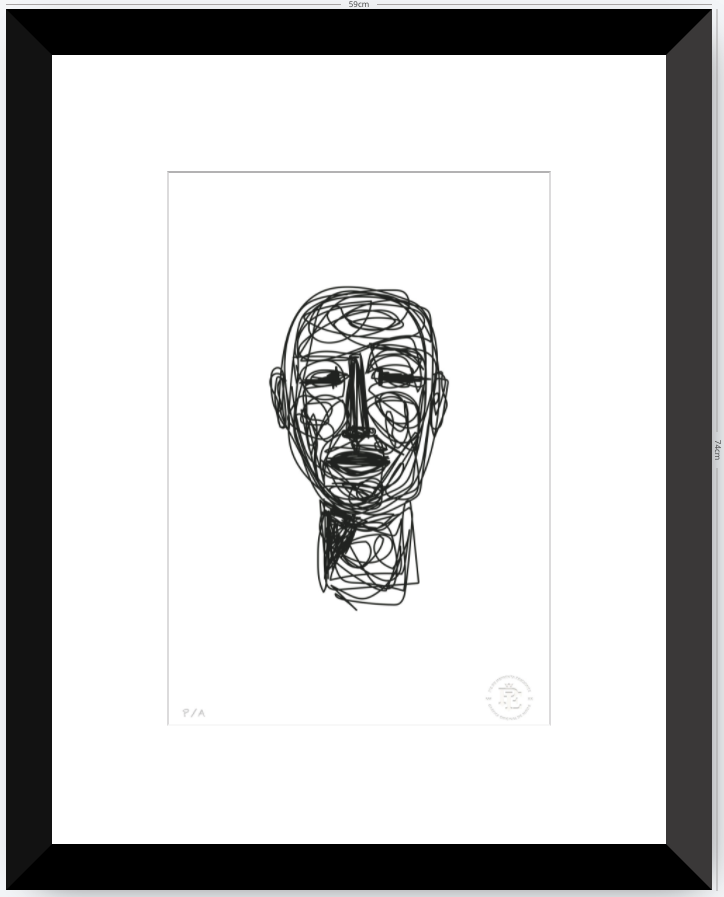 Doodle Head B&N - 33 x 48 cm