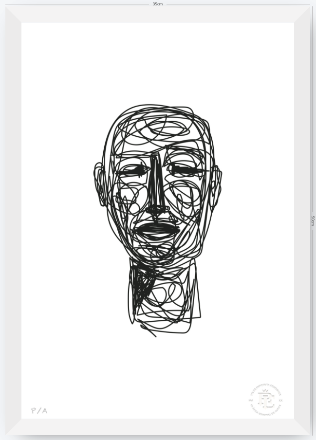 Doodle Head B&N - 33 x 48 cm