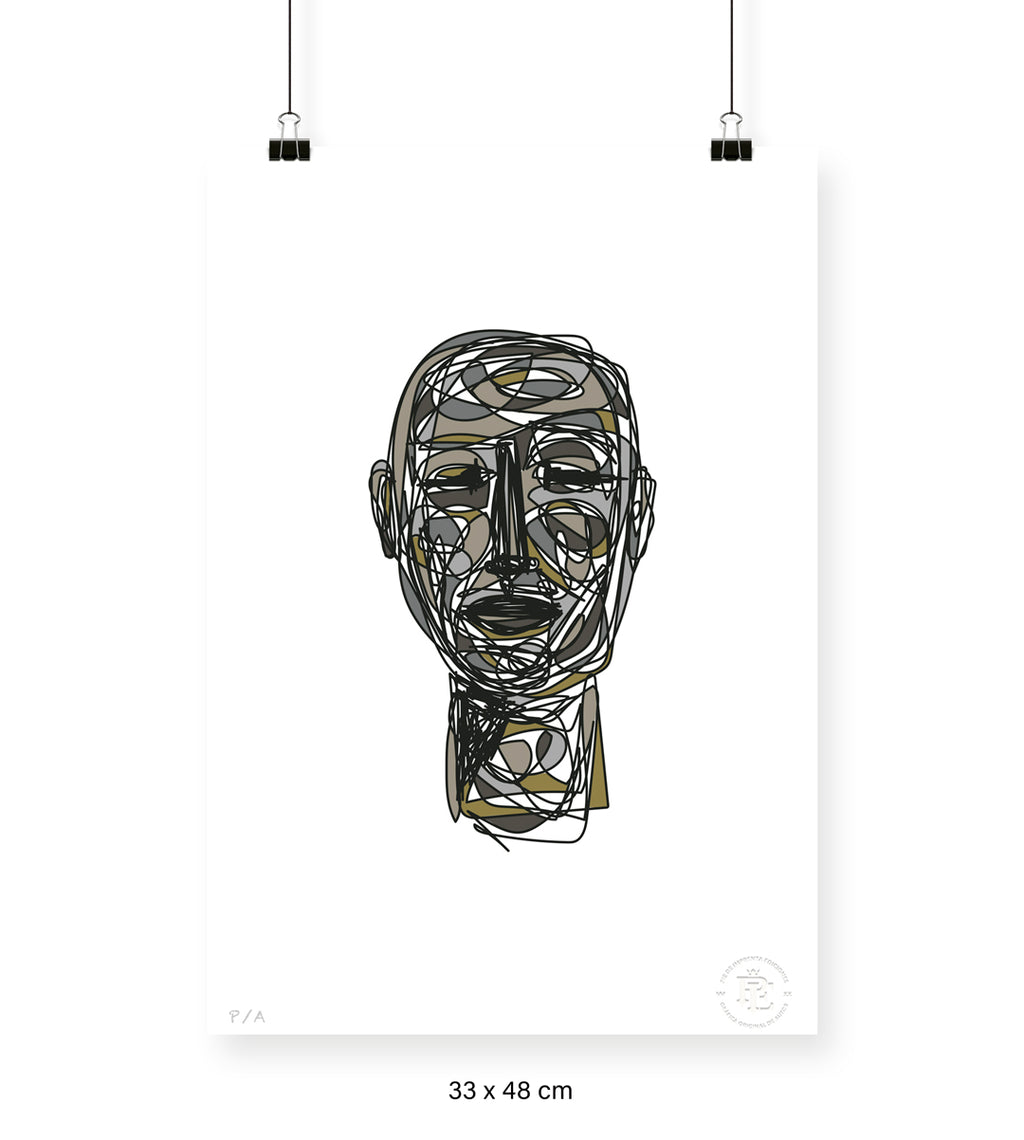 Doodle Head Musgo - 33 x 48 cm