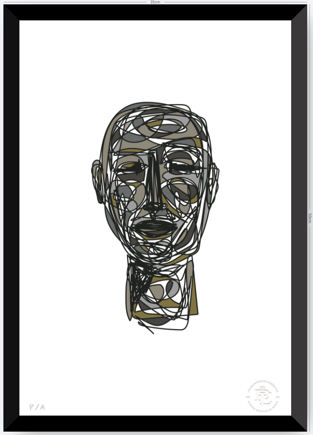 Doodle Head Musgo - 33 x 48 cm