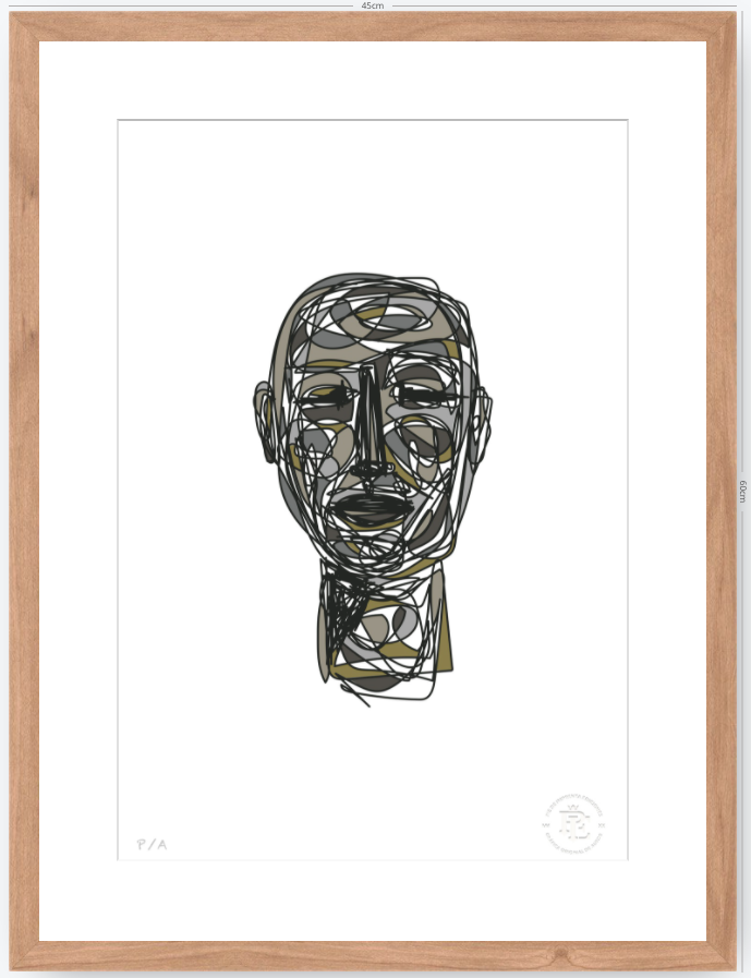 Doodle Head Musgo - 33 x 48 cm