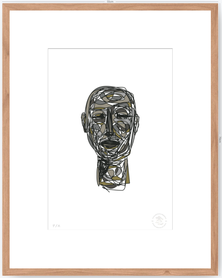 Doodle Head Musgo - 33 x 48 cm