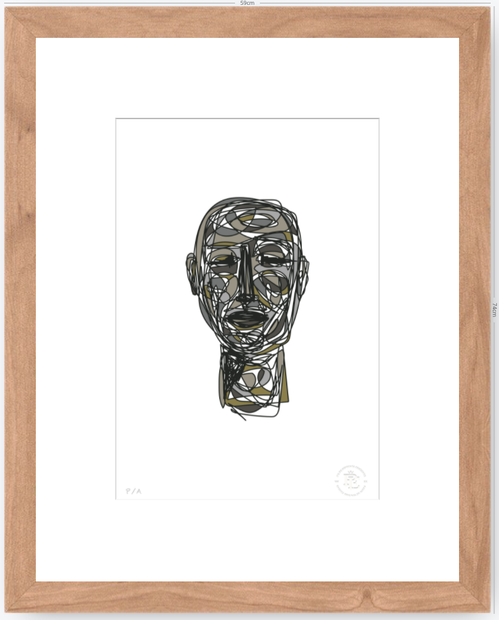 Doodle Head Musgo - 33 x 48 cm