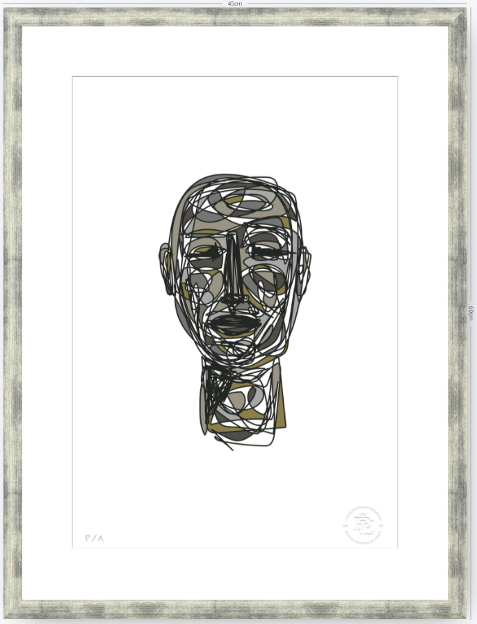 Doodle Head Musgo - 33 x 48 cm