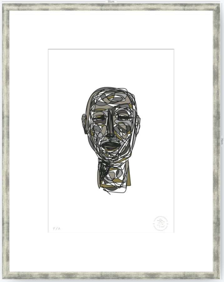 Doodle Head Musgo - 33 x 48 cm