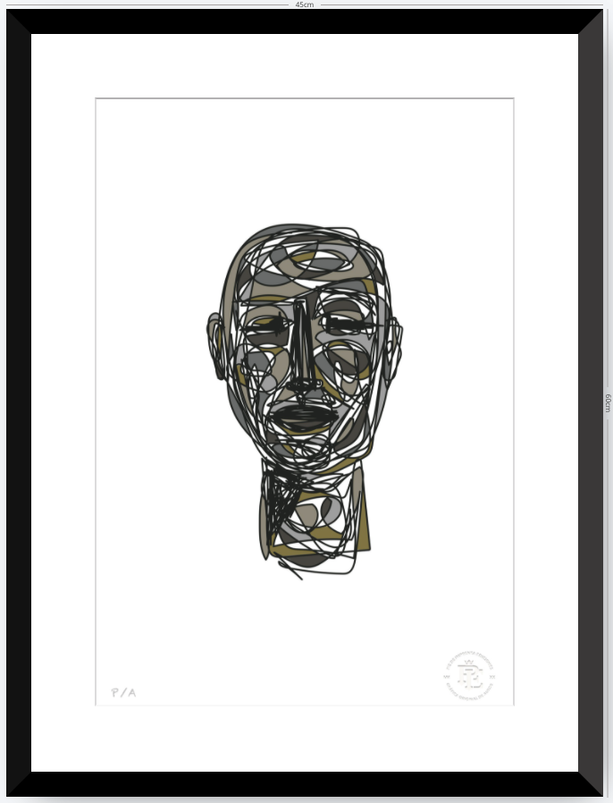 Doodle Head Musgo - 33 x 48 cm