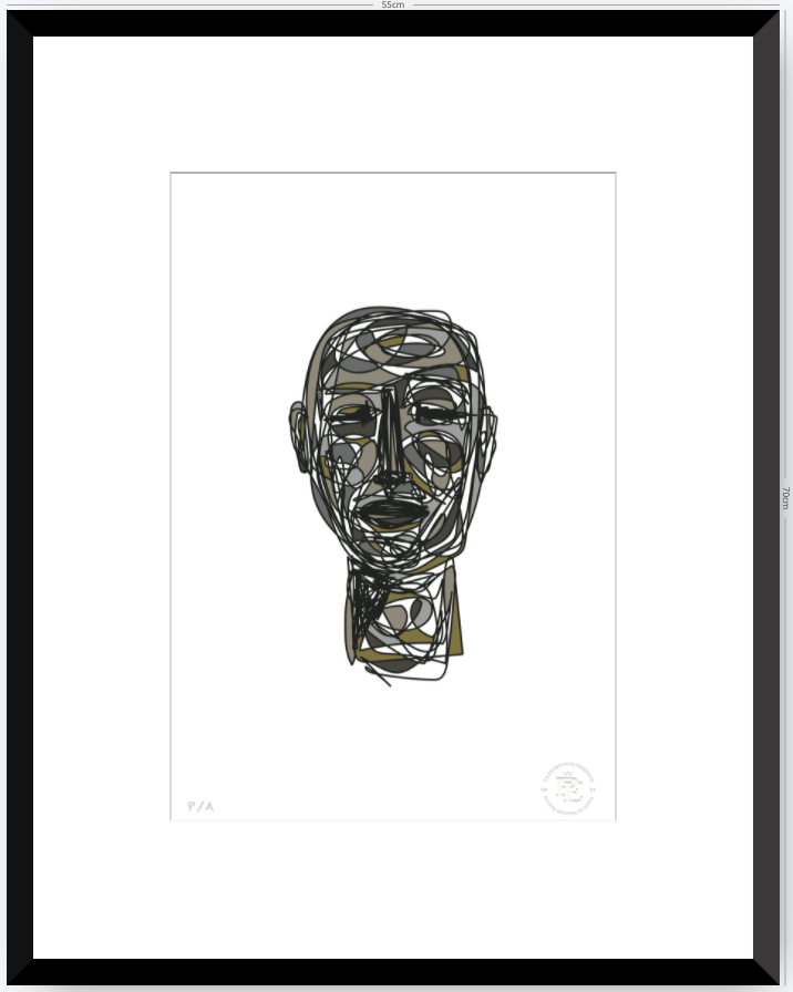 Doodle Head Musgo - 33 x 48 cm