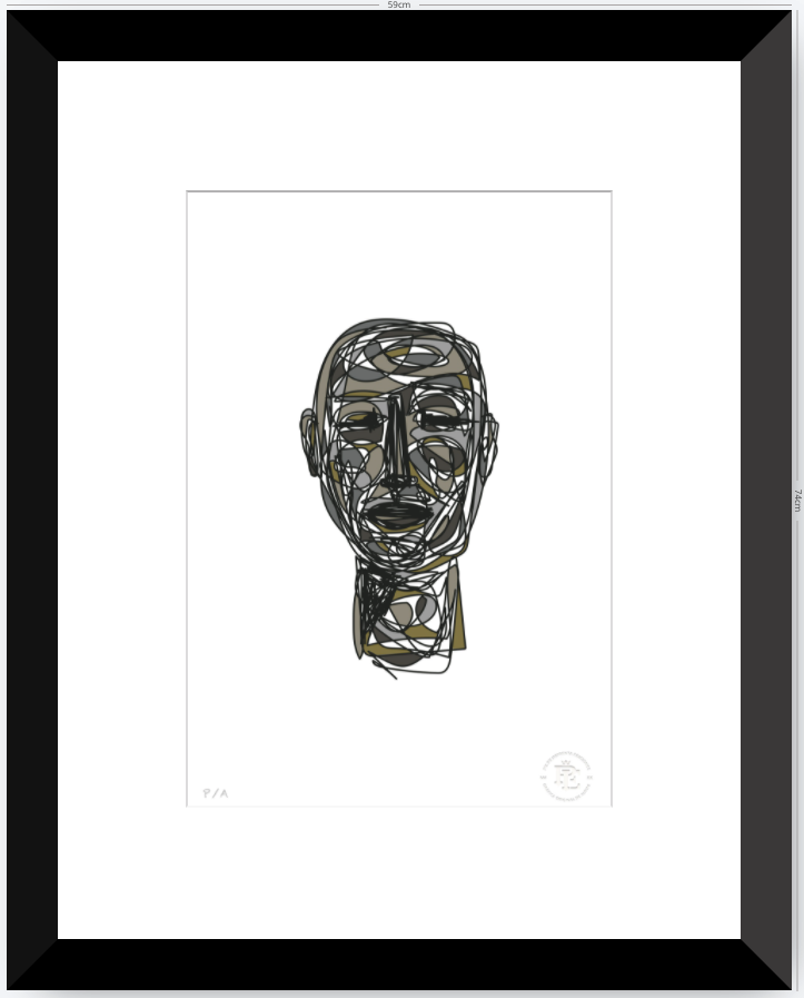 Doodle Head Musgo - 33 x 48 cm