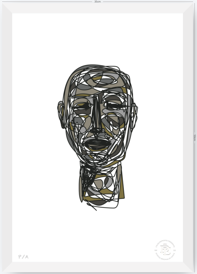 Doodle Head Musgo - 33 x 48 cm