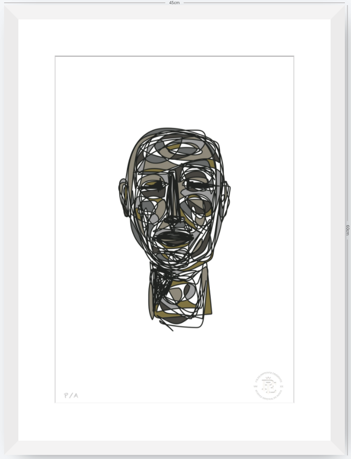 Doodle Head Musgo - 33 x 48 cm