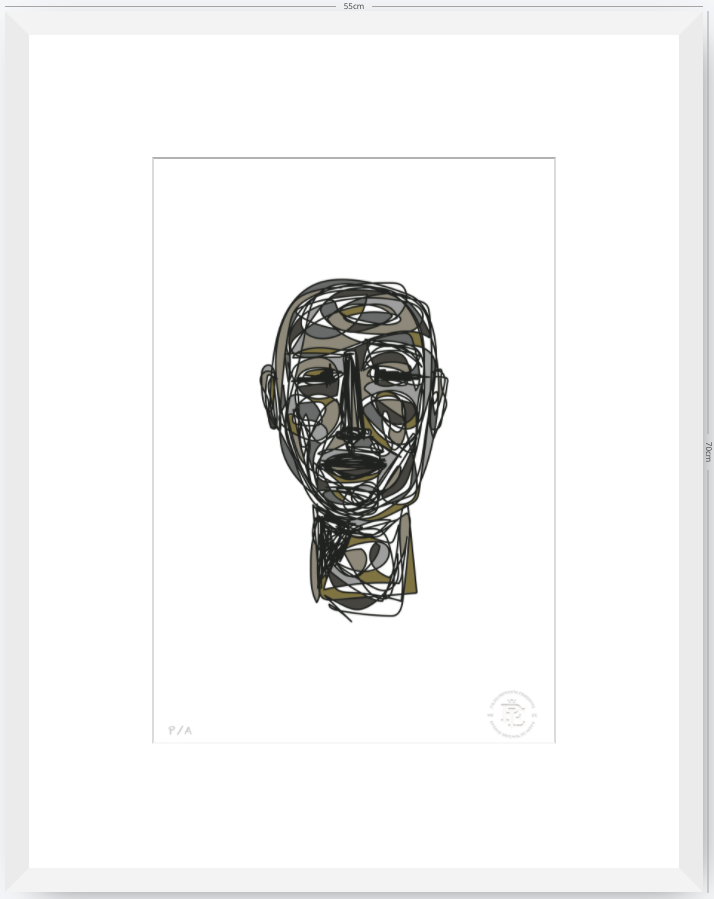 Doodle Head Musgo - 33 x 48 cm