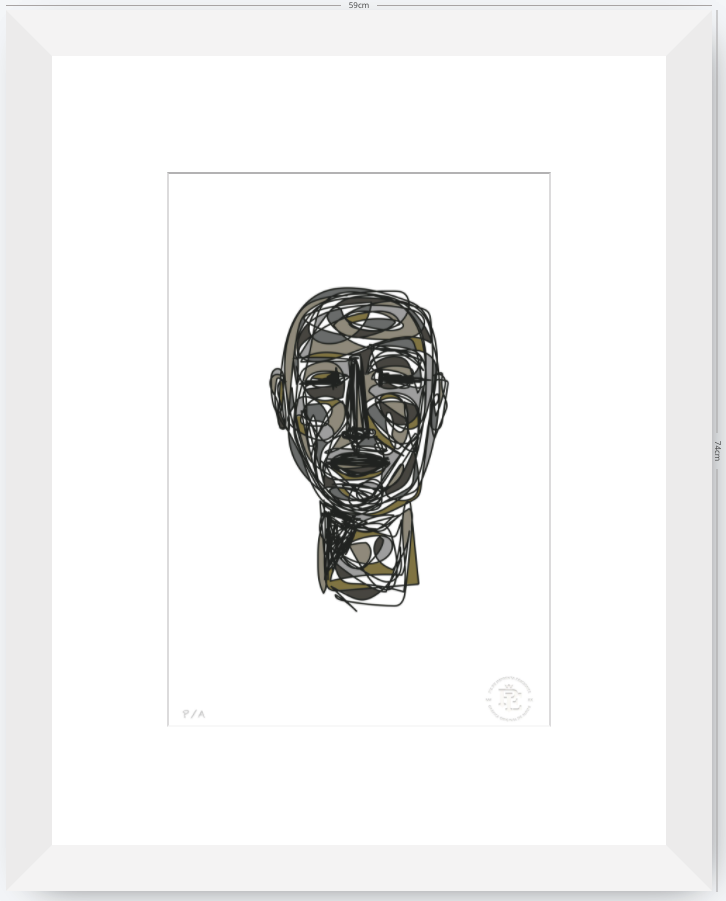 Doodle Head Musgo - 33 x 48 cm