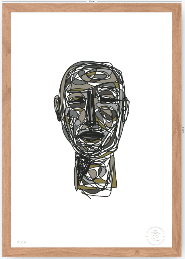 Doodle Head Musgo - 33 x 48 cm